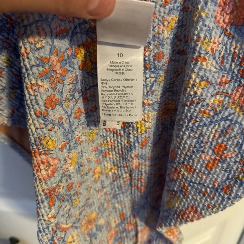 J. Crew Floral Print One Piece Swimsuit - Light Blue and Peach - Picture 4 of 5